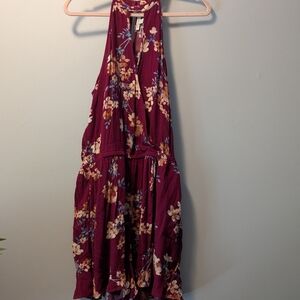 American Eagle Outfitters Floral Romper in Purple and Cream
